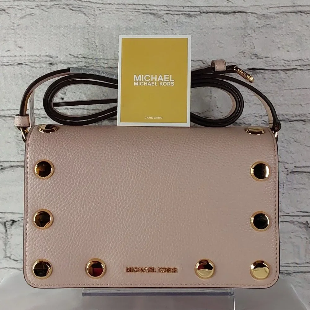 'MICHAEL KORS' 'HOLLY' LEATHER STUDDED CROSSBODY BAGw/MK DUST BAG 2-PIECE SET - Picture 5 of 16